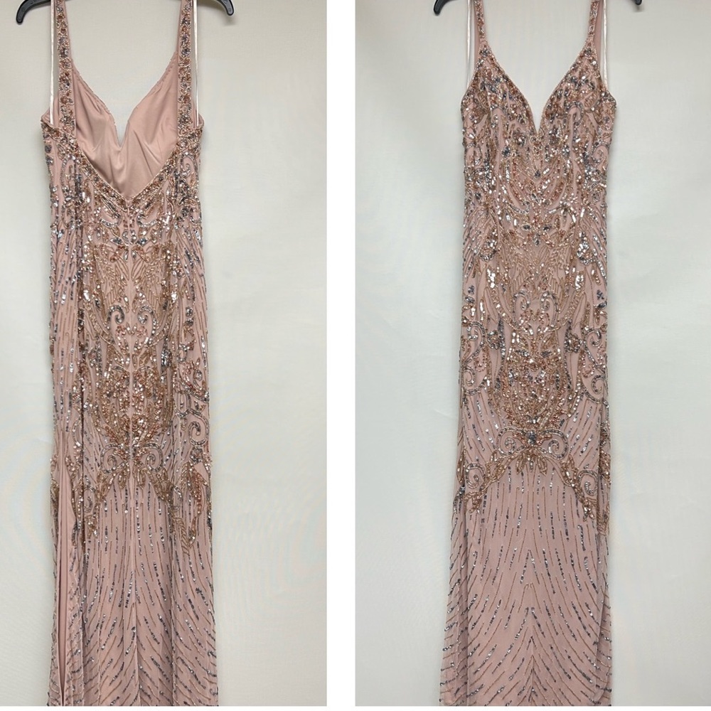 Brand new Aidan Mattox beaded V-NOTCH sleeveless long gown - Picture 12 of 17
